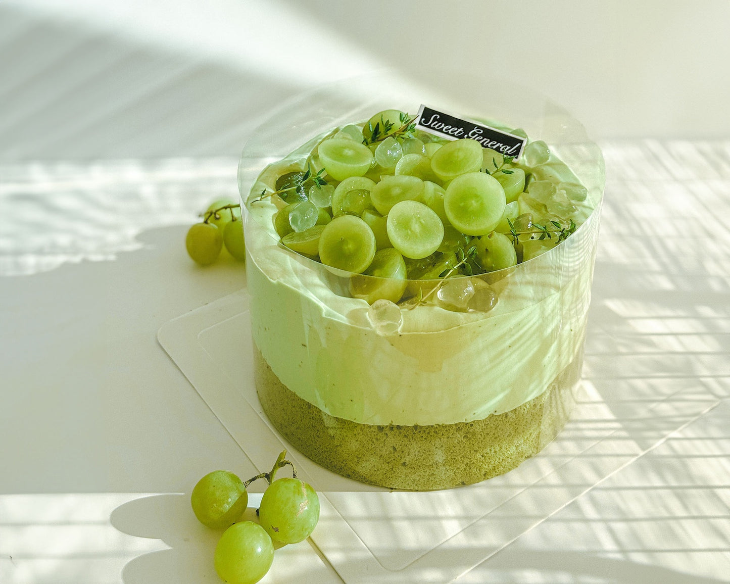 grape matcha cake